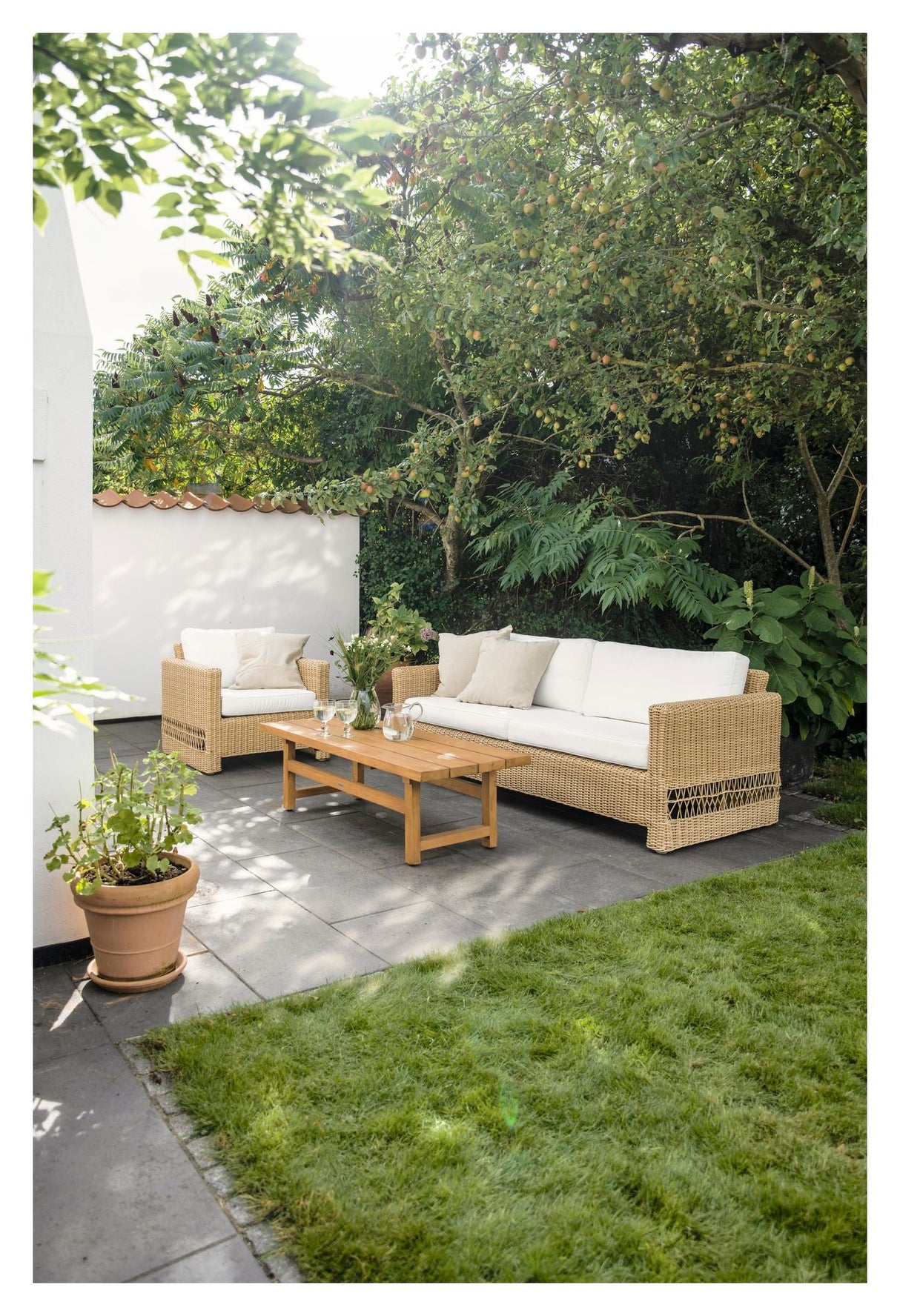 Carrie Exterior Loungesofa, Alu/Natur - UNOLIVING.COM