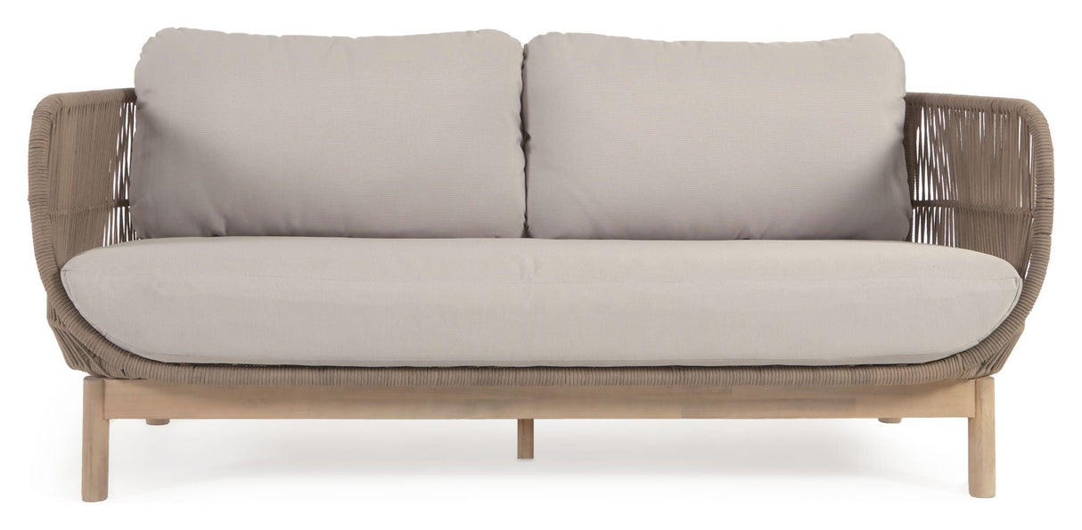 Catalina 3 - pers. Loungesofa m. beige reb, Acacietræ - UNOLIVING.COM