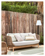 Catalina 3 - pers. Loungesofa m. beige reb, Acacietræ - UNOLIVING.COM