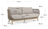 Catalina 3 - pers. Loungesofa m. beige reb, Acacietræ - UNOLIVING.COM