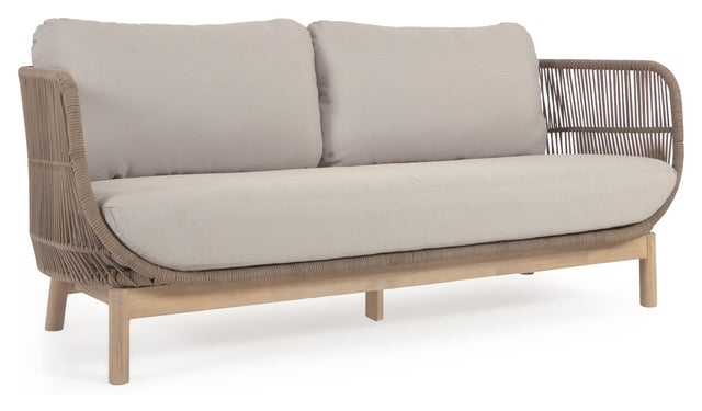 Catalina 3 - pers. Loungesofa m. beige reb, Acacietræ - UNOLIVING.COM