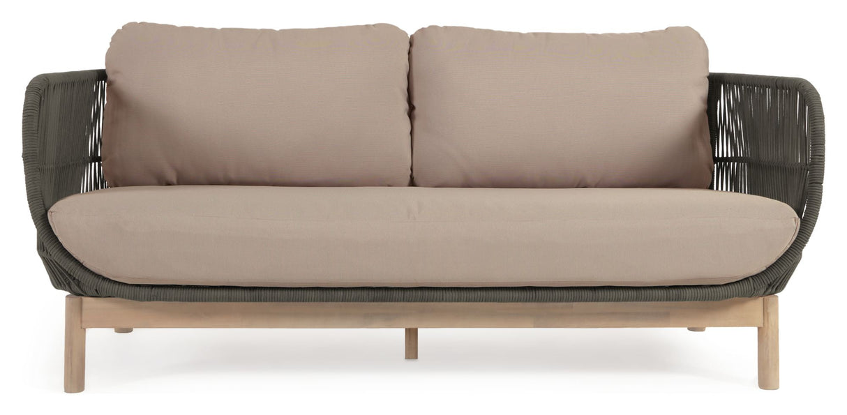 Catalina 3 - pers. Loungesofa m. grønt reb, Acacietræ - UNOLIVING.COM