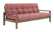 Knob Sovesofa, Brun lakeret fyrretræ, Sorbet Pink fløjl - Unoliving.com