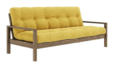 Knob Sovesofa, Brun lakeret fyrretræ, Honey fløjl - Unoliving.com