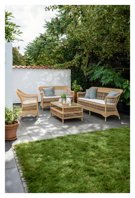 Charlot Exterior 2 - pers Kurvesofa, Alu/Natur - UNOLIVING.COM