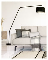 Ciana Gulvlampe i metal - sort finish, bomuldsskærm - UNOLIVING.COM