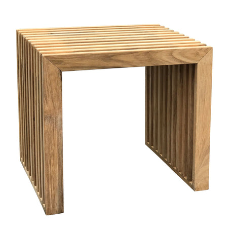 Rib Skammel, Massiv Teak, B:45cm - Unoliving.com