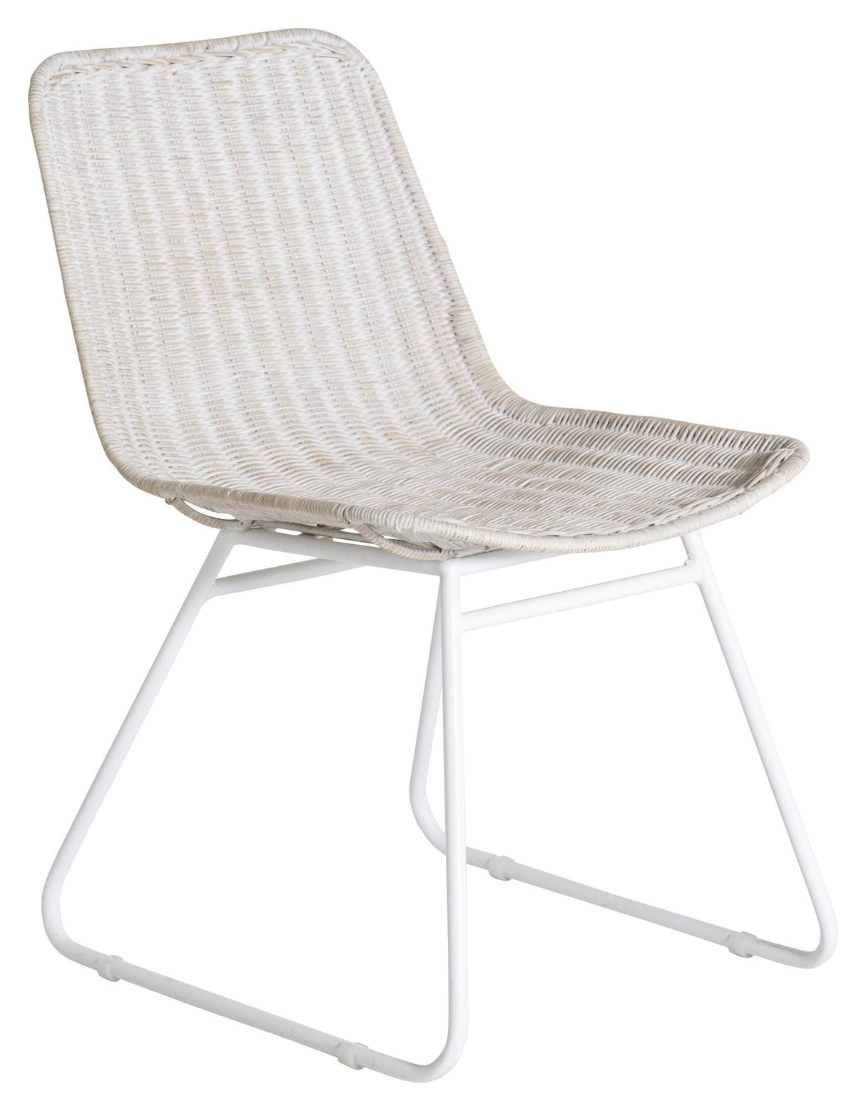 Cirebon Spisebordsstol, Hvid rattan, hvide metal ben - UNOLIVING.COM