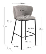 Ciselia Barstol 65cm, grå - UNOLIVING.COM