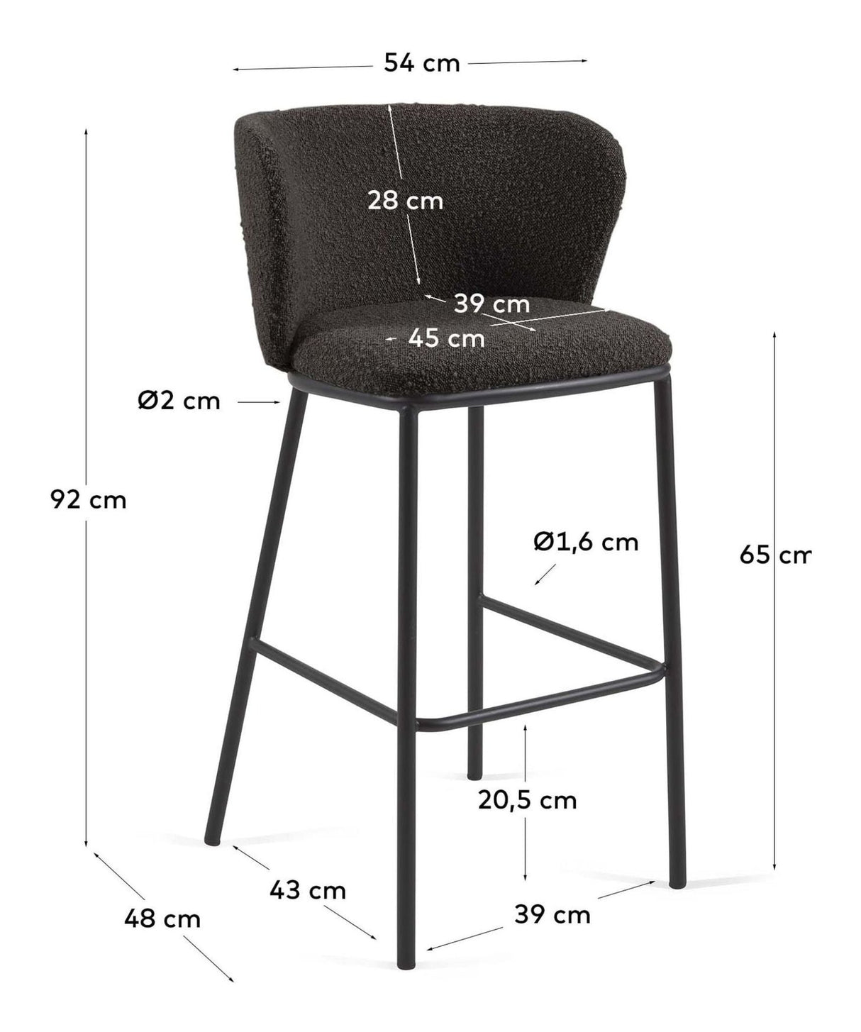 Ciselia Barstol H:65, Sort - UNOLIVING.COM