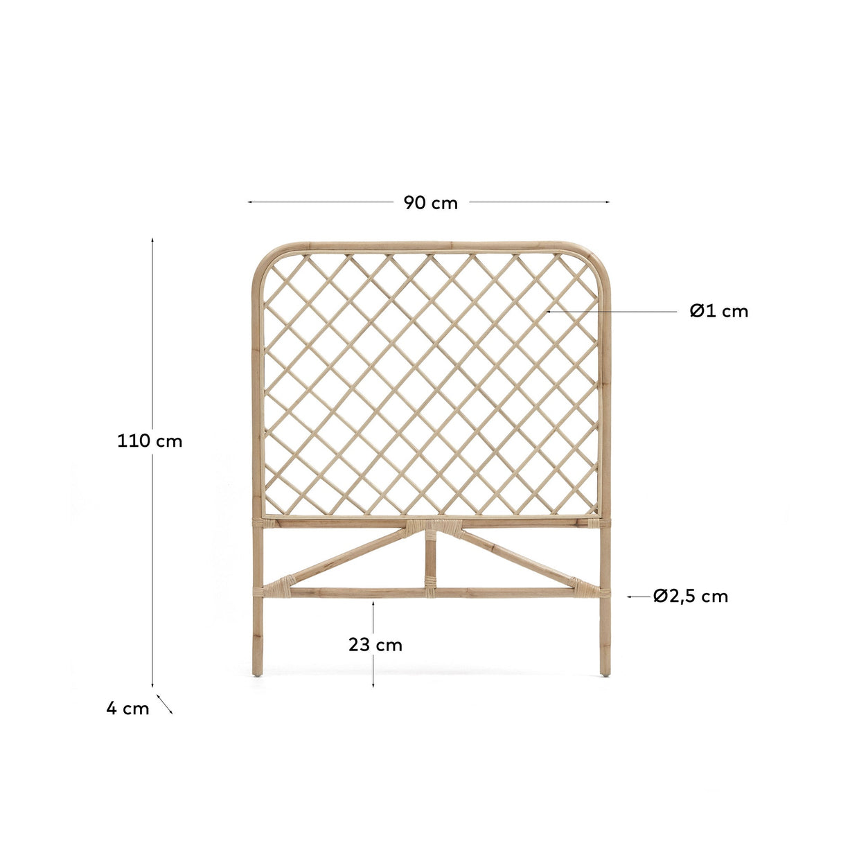 Citalalli Sengegavl af rattan, 90 cm - UNOLIVING.COM