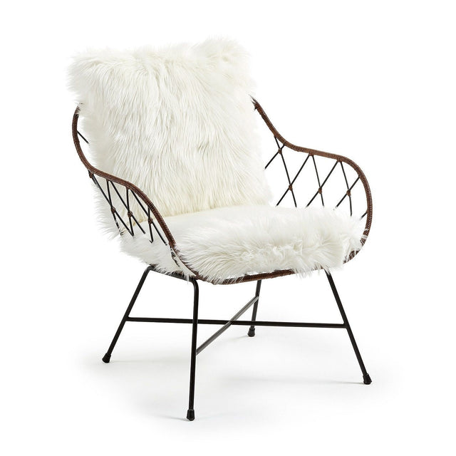 Claque Loungestol m. rattan decor Sort - UNOLIVING.COM