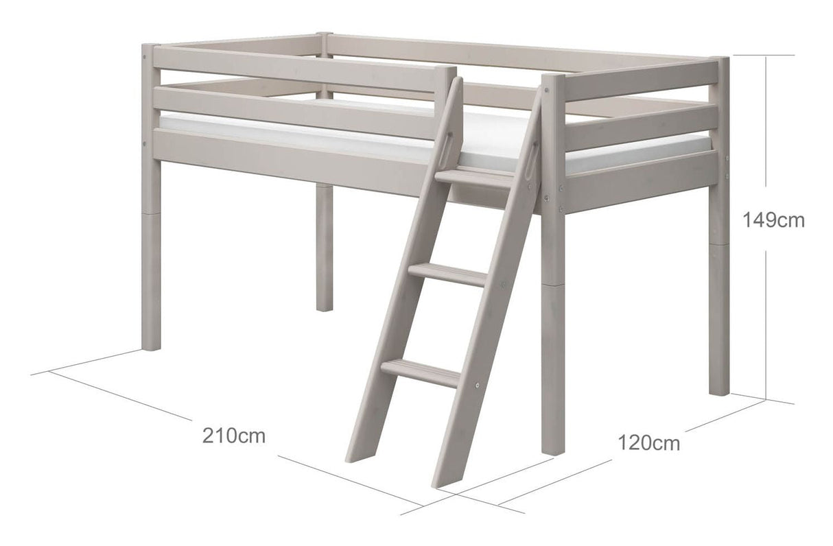 Classic Halvhøj seng m. skrå stige 90x200, Grå - UNOLIVING.COM