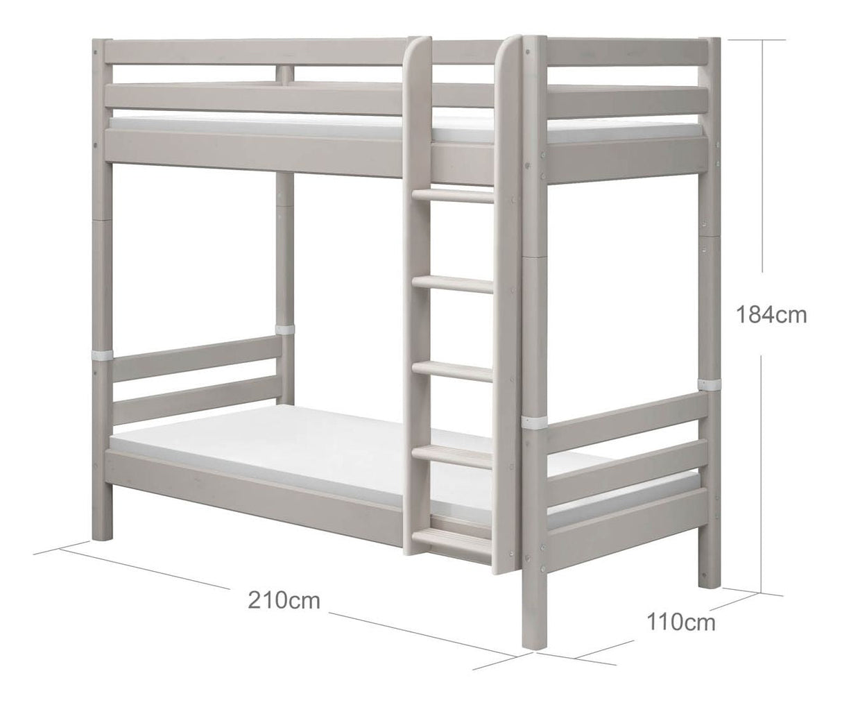 Classic Køjeseng m. lige stige 90x200, Grå - UNOLIVING.COM