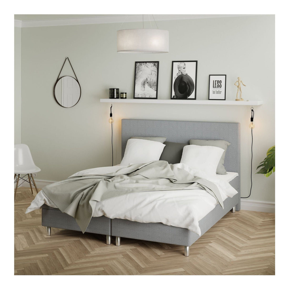 Classic Plain Sengegavl, 180cm, Light grey - UNOLIVING.COM