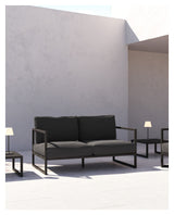 Comova 2 - pers. Loungesofa 152 cm, Mørkegrå/Sort aluminium - UNOLIVING.COM