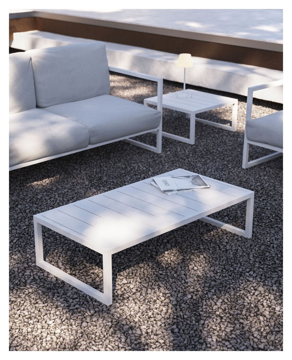 Comova Loungebord 60x114, Hvid aluminium - UNOLIVING.COM