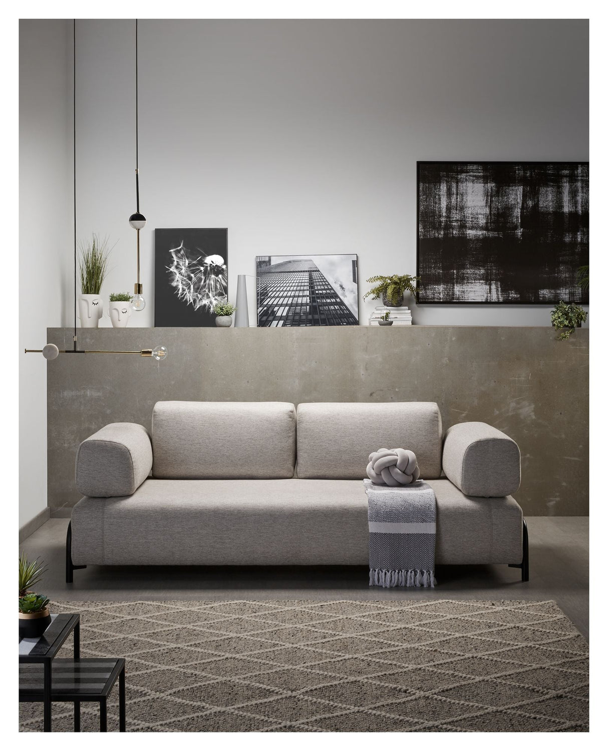 Compo 3 - pers Sofa m. armlæn, Beige - UNOLIVING.COM