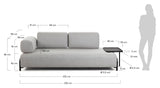 Compo 3 - pers Sofa m. armlæn og bakke, Beige - UNOLIVING.COM