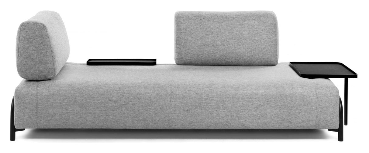 Compo 3 - pers. sofa m. lille bakke, Lysegråt stof - UNOLIVING.COM