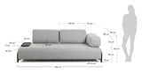 Compo 3 - pers. sofa m. lille bakke, Lysegråt stof - UNOLIVING.COM