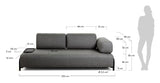 Compo 3 - pers. sofa m. lille bakke, Mørkegråt stof - UNOLIVING.COM