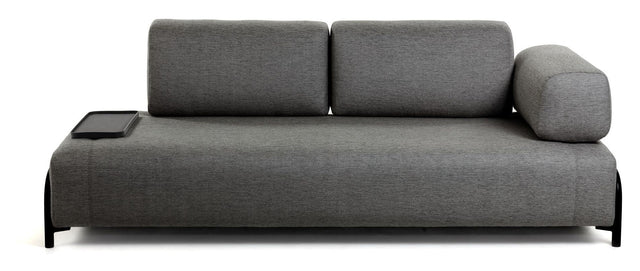 Compo 3 - pers. sofa m. lille bakke, Mørkegråt stof - UNOLIVING.COM