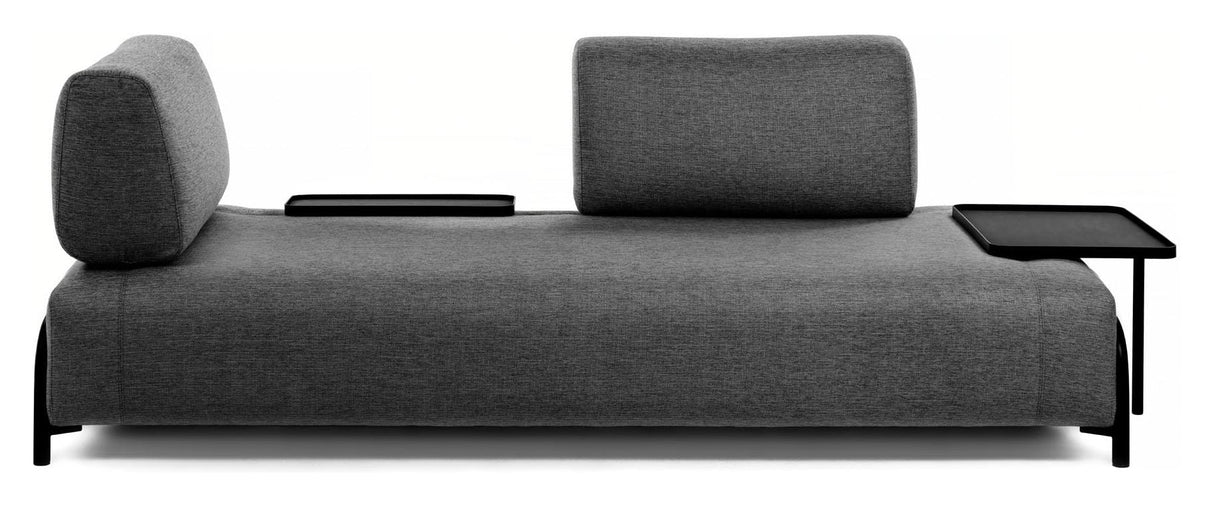 Compo 3 - pers. sofa m. lille bakke, Mørkegråt stof - UNOLIVING.COM