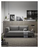 Compo 3 - pers. sofa m. lille bakke, Mørkegråt stof - UNOLIVING.COM