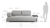 Compo 3 - pers. sofa m. stor bakke, Lysegråt stof - UNOLIVING.COM