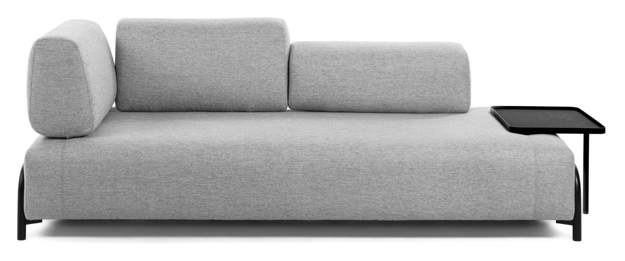 Compo 3 - pers. sofa m. stor bakke, Lysegråt stof - UNOLIVING.COM