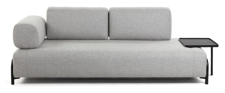 Compo 3 - pers. sofa m. stor bakke, Lysegråt stof - UNOLIVING.COM