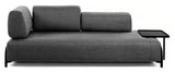 Compo 3 - pers. sofa m. stor bakke, Mørkegråt stof - UNOLIVING.COM