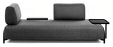 Compo 3 - pers. sofa m. stor bakke, Mørkegråt stof - UNOLIVING.COM