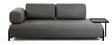 Compo 3 - pers. sofa m. stor bakke, Mørkegråt stof - UNOLIVING.COM