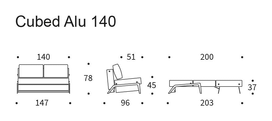 Cubed 140 Alu Sovesofa, Argus/Rust - UNOLIVING.COM