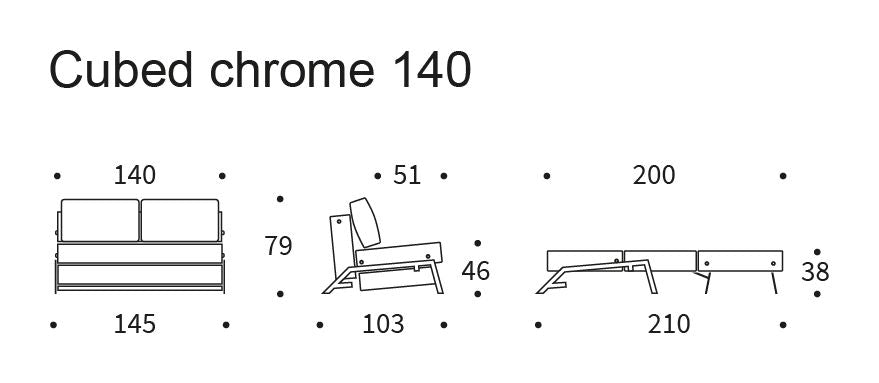 Cubed 140 Chrome Sovesofa, Argus/Rust - UNOLIVING.COM