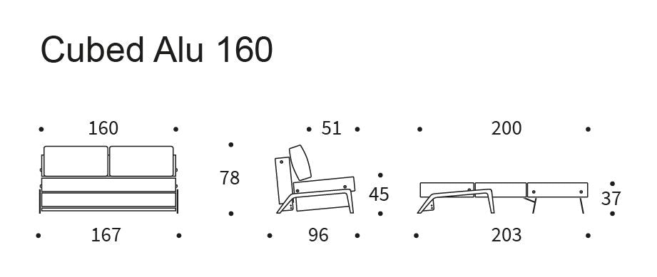 Cubed 160 Alu Sovesofa, Argus/Rust - UNOLIVING.COM