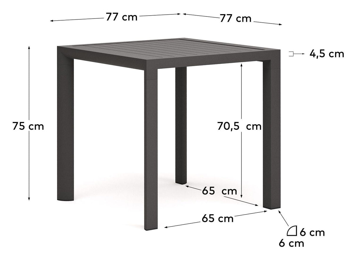 Culip Havebord, Grå alu, 77x77 - UNOLIVING.COM