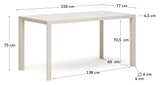 Culip Havebord, Hvid alu, 75x77x150 - UNOLIVING.COM