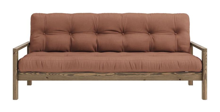 Knob Sovesofa, Brun lakeret fyrretræ, Clay Brown - Unoliving.com