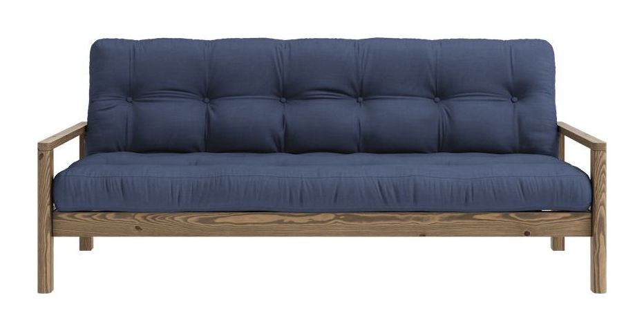 Knob Sovesofa, Brun lakeret fyrretræ, Navy - Unoliving.com