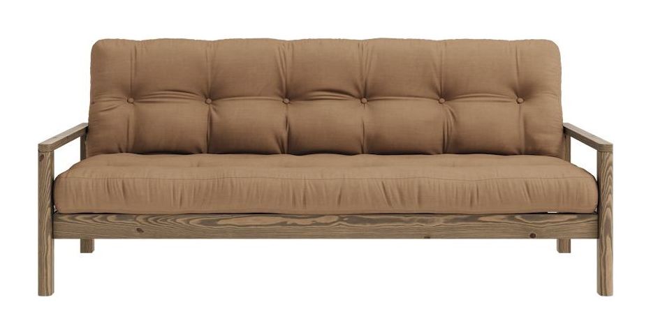 Knob Sovesofa, Brun lakeret fyrretræ, Mocca - Unoliving.com