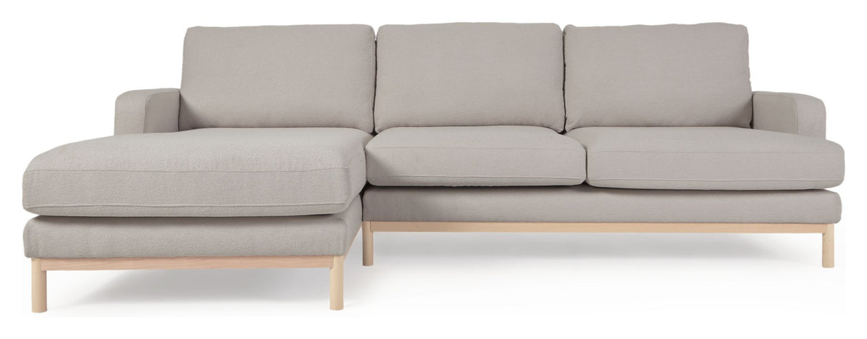 Mihaela 3-pers. Sofa m. venstrevendt chaiselong, Grå fleece - Unoliving.com