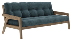 Grab Sovesofa, Brun lakeret fyrretræ, Pale Blue fløjl - Unoliving.com