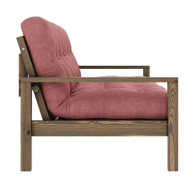 Knob Sovesofa, Brun lakeret fyrretræ, Sorbet Pink fløjl - Unoliving.com