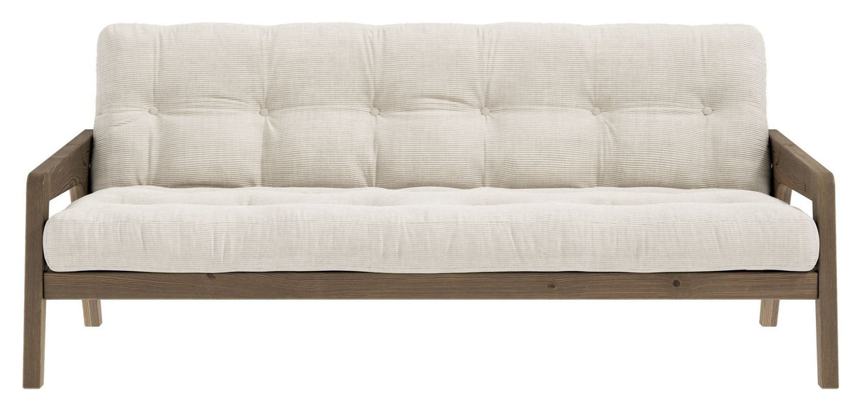 Grab Sovesofa, Brun lakeret fyrretræ, Ivory fløjl - Unoliving.com