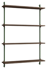 Wall Shelving, 1 fag, 4 hylder, H:115, Røget Eg/Grøn - Unoliving.com