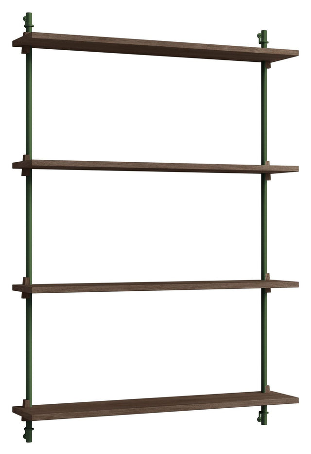 Wall Shelving, 1 fag, 4 hylder, H:115, Røget Eg/Grøn - Unoliving.com