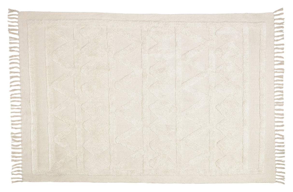 Dabria Tæppe i bomuld, 140x200, Beige - UNOLIVING.COM